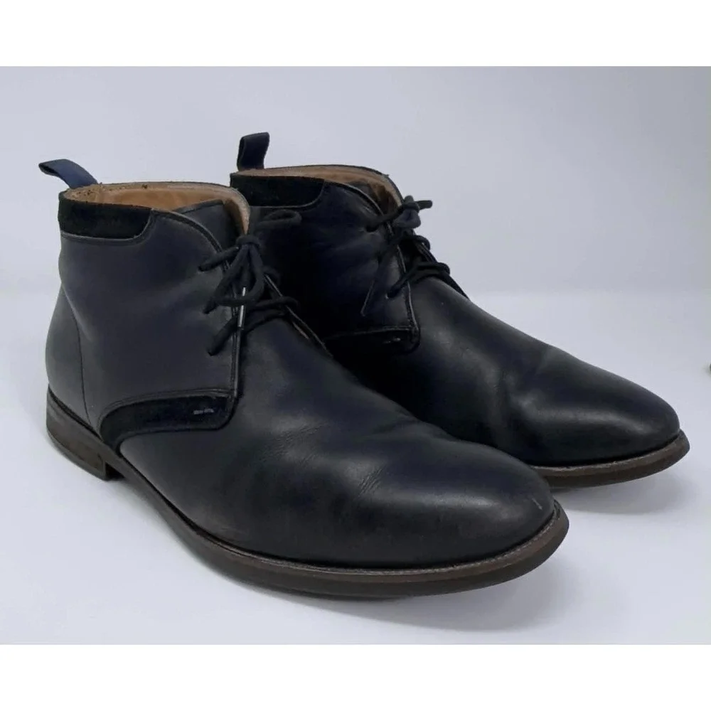 Florsheim 15167 Chukka Boots Mens 9W Black Leather‎ Comfort Flexsole Dress Lace